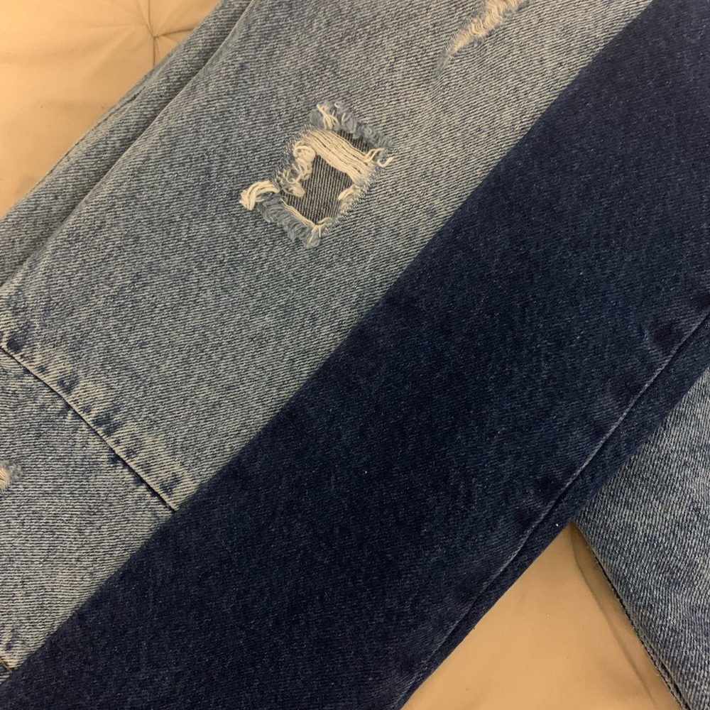 Blue Patchwork Two Tone Denim Asymmetric Splice J… - image 8